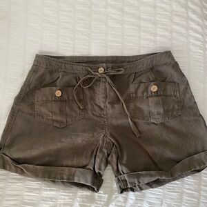 Saks Fifth Avenue Threads Linen Khaki Women's Shorts size medium